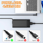 Cargador compatible con laptop HP de 150W con punta azul 4.5 x 3.0 mm