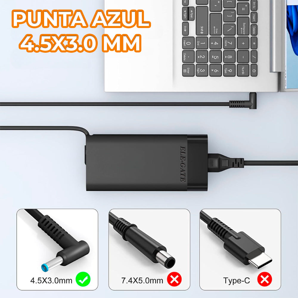 Cargador compatible con laptop HP de 150W con punta azul 4.5 x 3.0 mm
