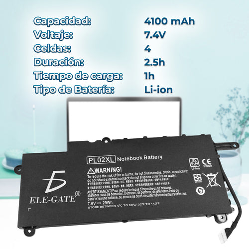 Batería compatible con HP Pavilion x360 11-n modelo PL02XL de 7.4V y 29Wh
