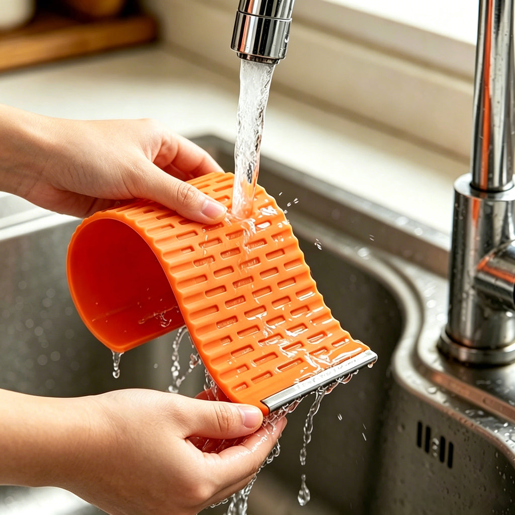 Soporte flexible naranja para celular y tablet