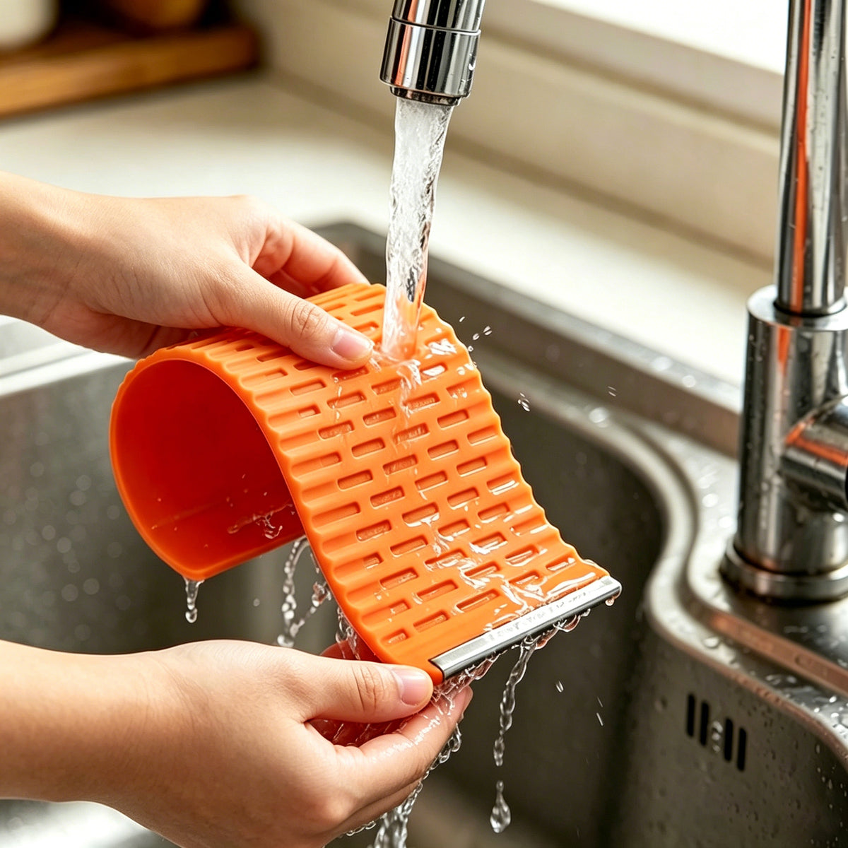 Soporte flexible naranja para celular y tablet