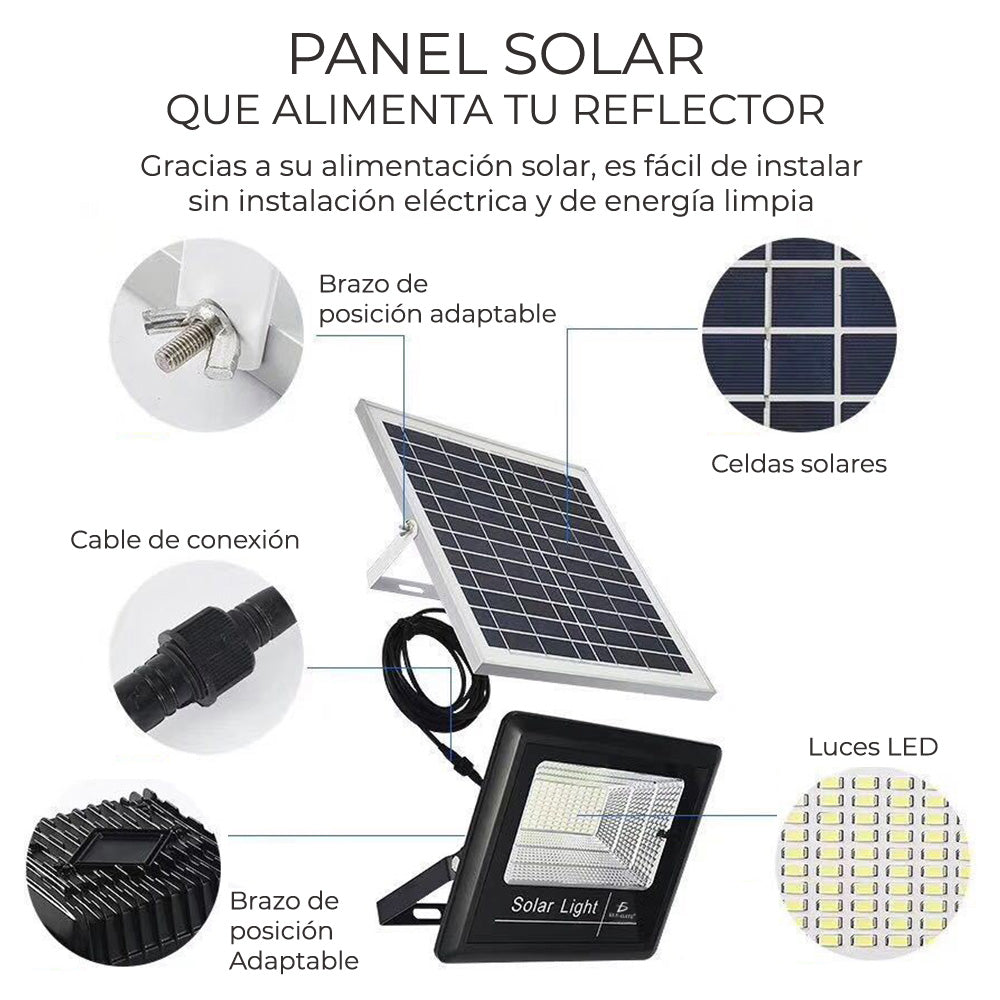 Reflector LED de 25 W con panel solar