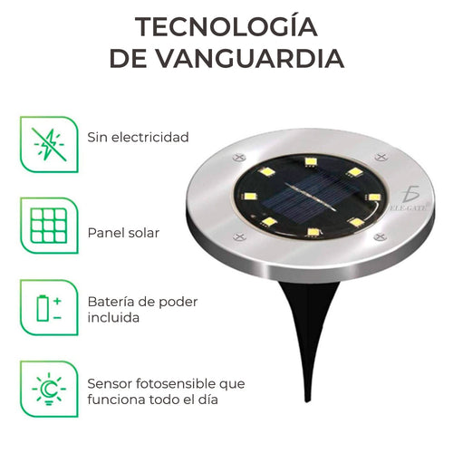 Caja con 4 lámparas solares de piso para jardín