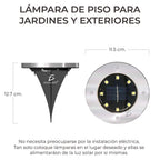 Caja con 4 lámparas solares de piso para jardín