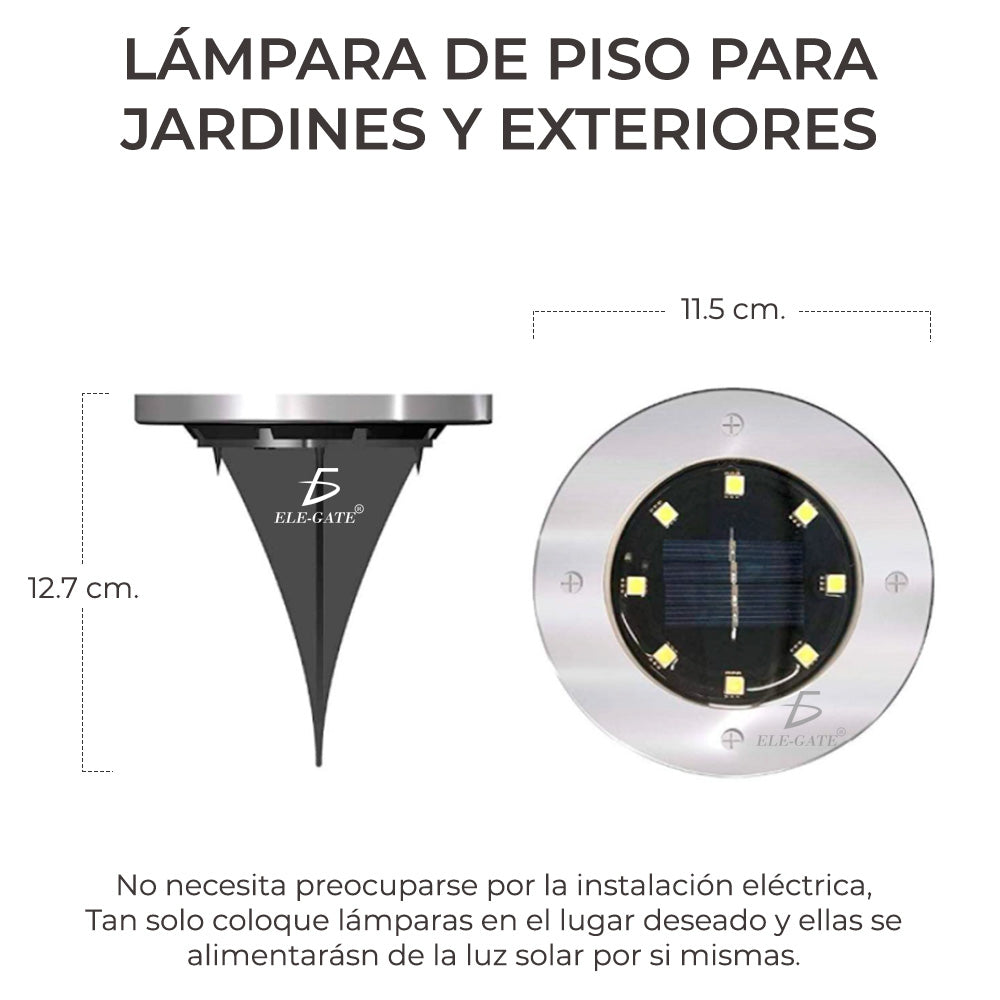 Caja con 4 lámparas solares de piso para jardín