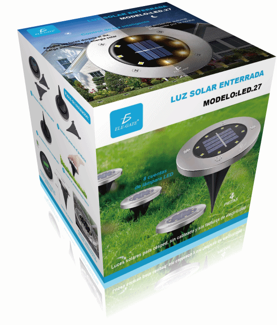 Caja con 4 lámparas solares de piso para jardín