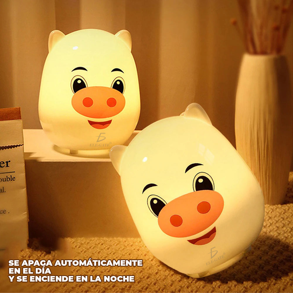Luz de noche LED con forma de cerdito