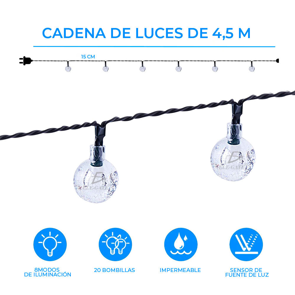 Serie de luces solares LED cálidas de 5 metros