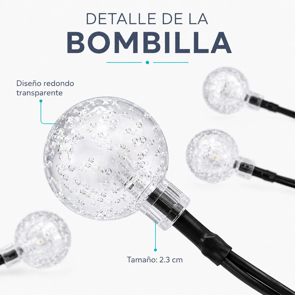 Serie de luces solares LED cálidas de 5 metros