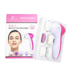 Limpiador facial eléctrico blanco y rosa con cinco cabezales