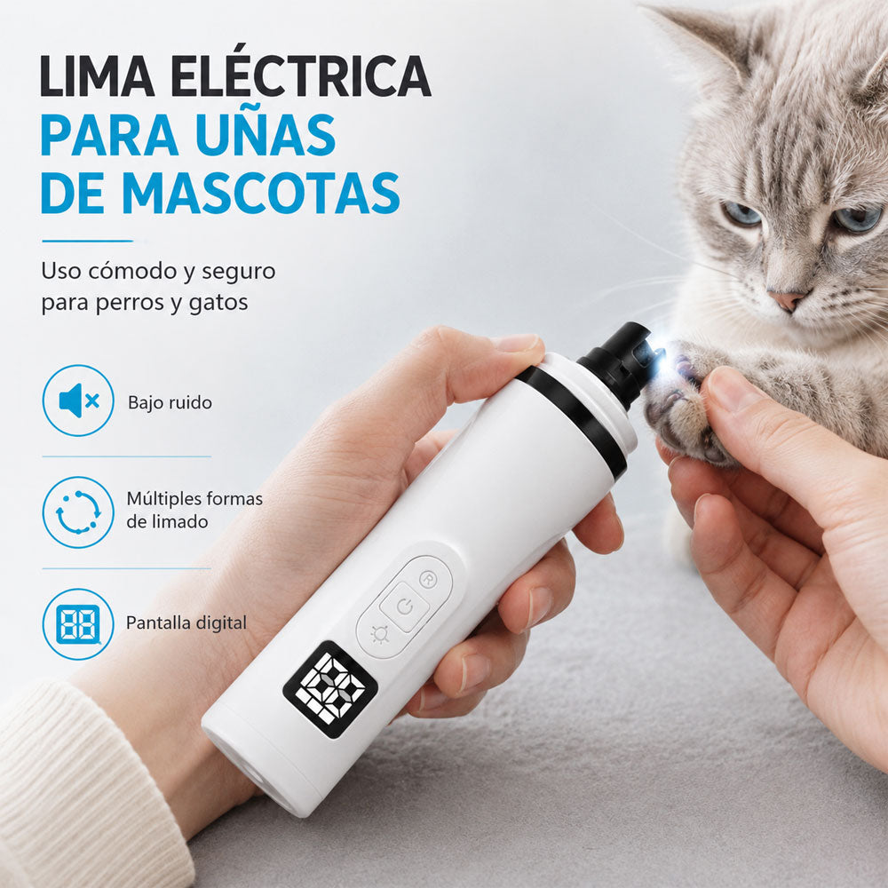 Lima eléctrica de uñas para mascotas con pantalla digital