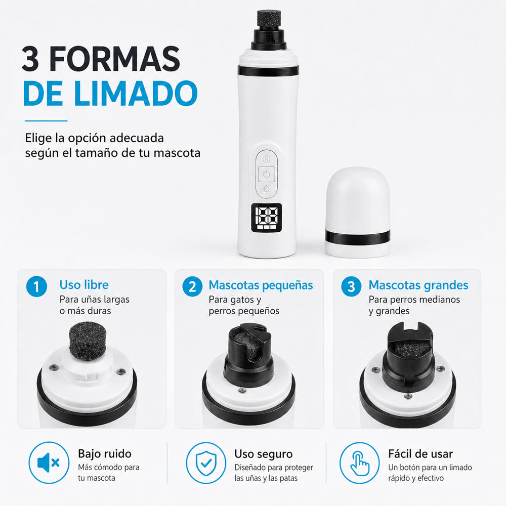 Lima eléctrica de uñas para mascotas con pantalla digital