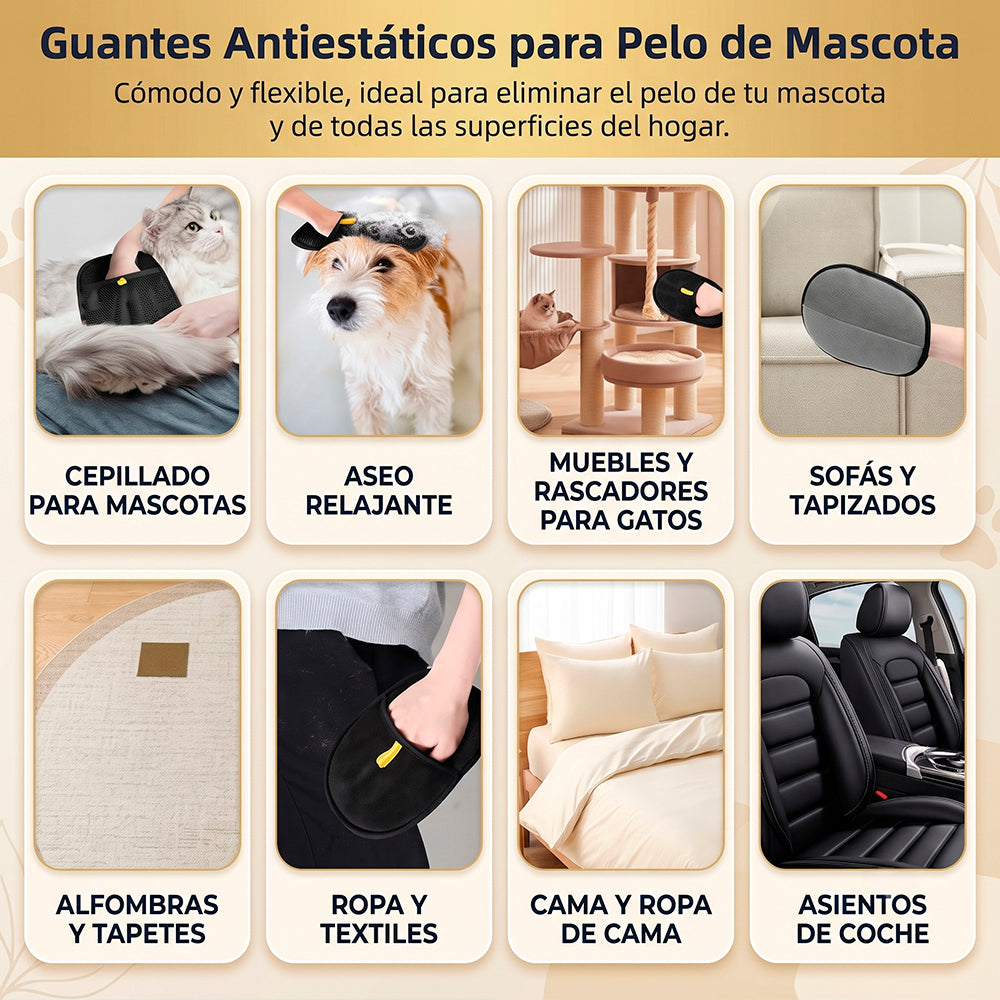 Guante quita pelo gris y negro para mascotas