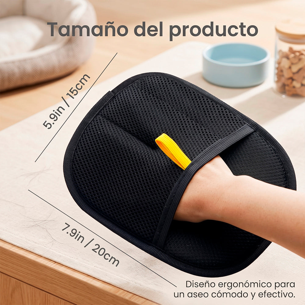 Guante quita pelo gris y negro para mascotas