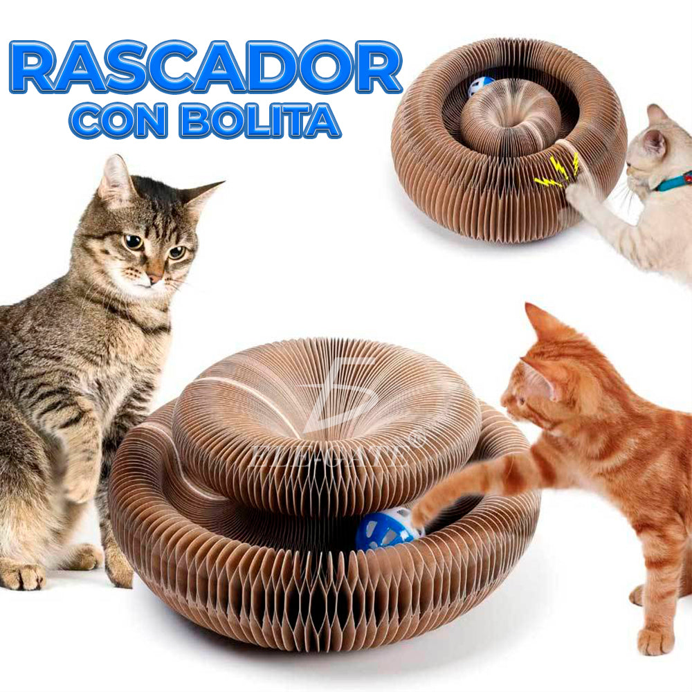 Tablero rascador de cartón para gatos con bola de campana
