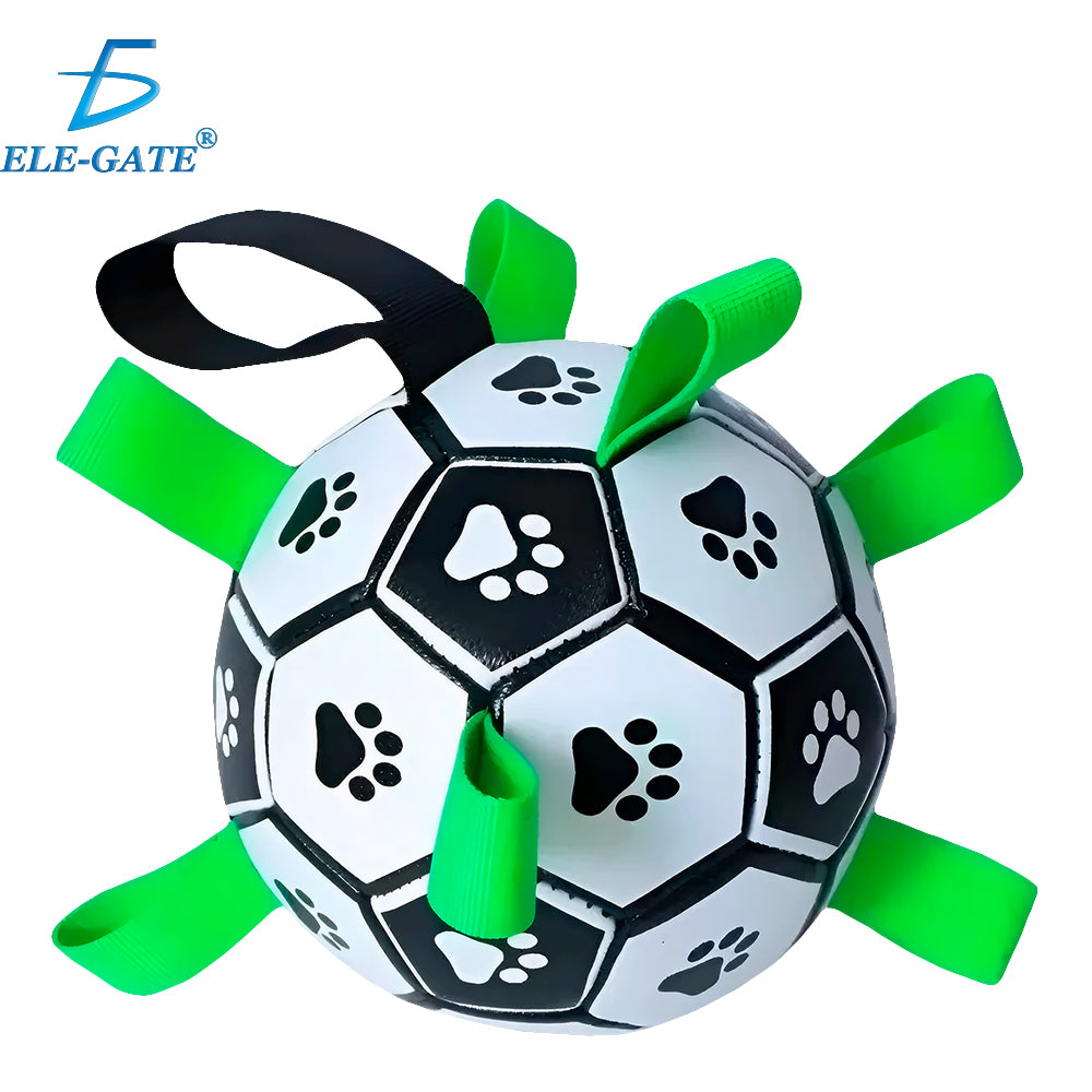 Pelota de fútbol con correas para perro