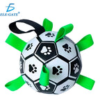 Pelota de fútbol con correas para perro