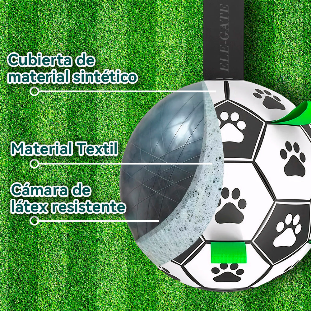 Pelota de fútbol con correas para perro