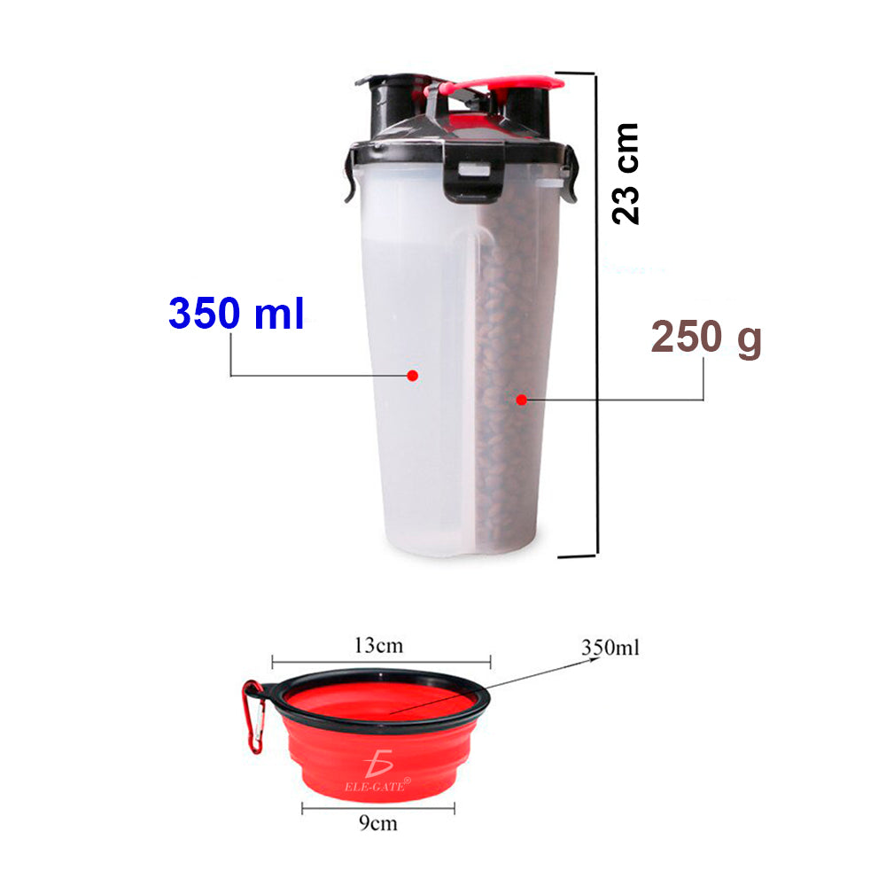 Vaso de viaje para croquetas y agua con tazón plegable