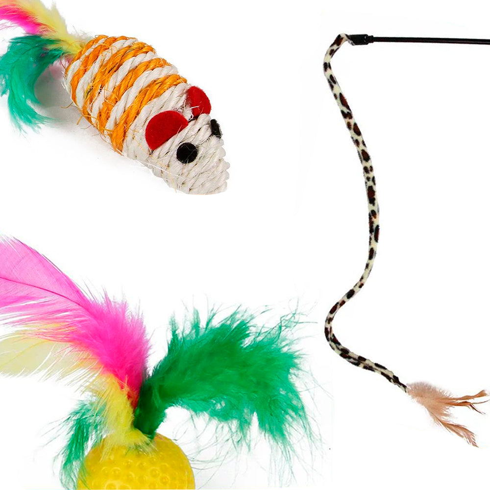 Set de 22 juguetes para gatos con túnel triple