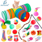 Set de 22 juguetes para gatos con túnel triple