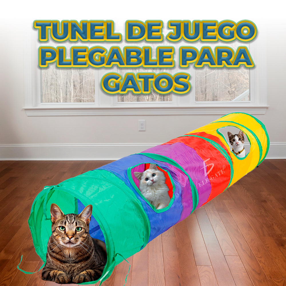 Túnel plegable colorido para gatos