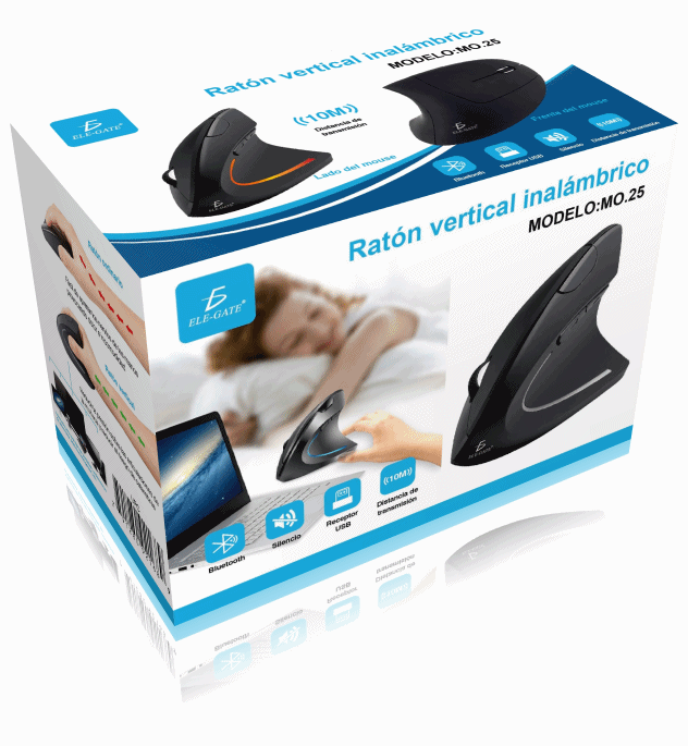 Mouse vertical inalámbrico ergonómico