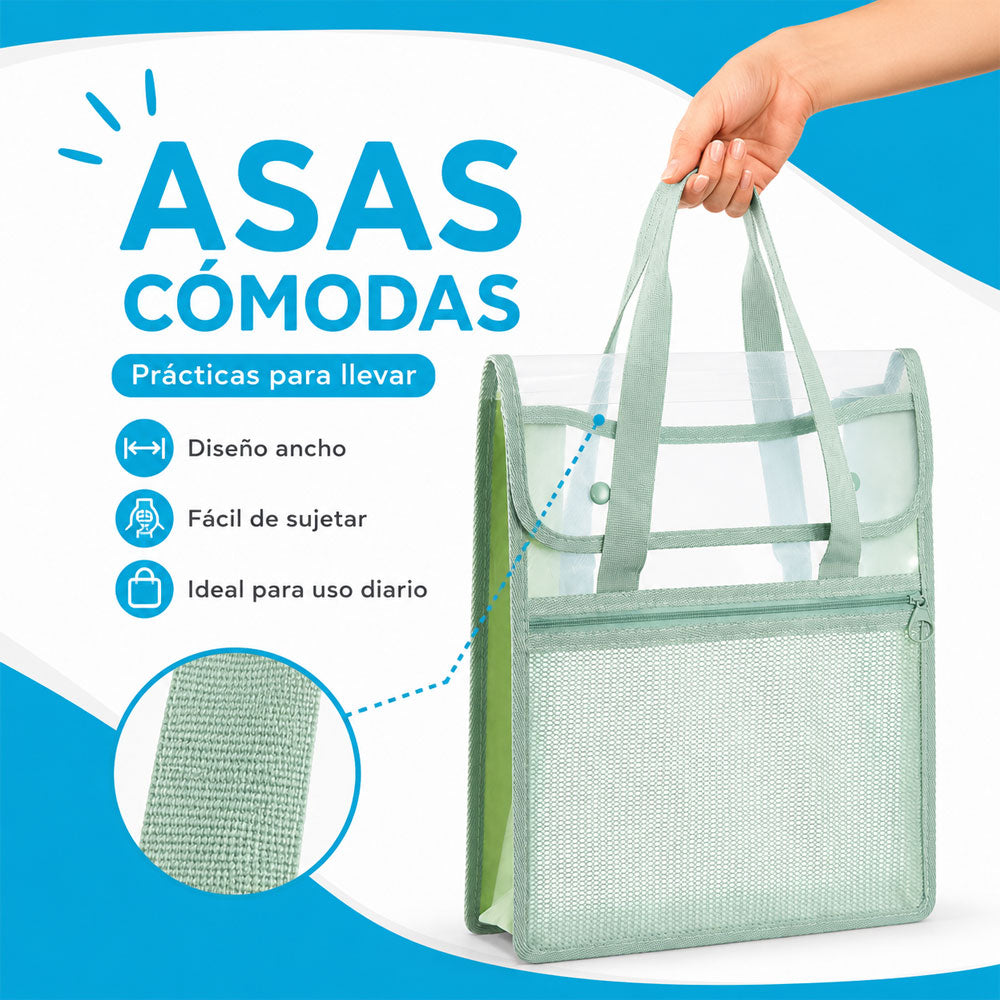 Bolsa organizadora transparente con asas