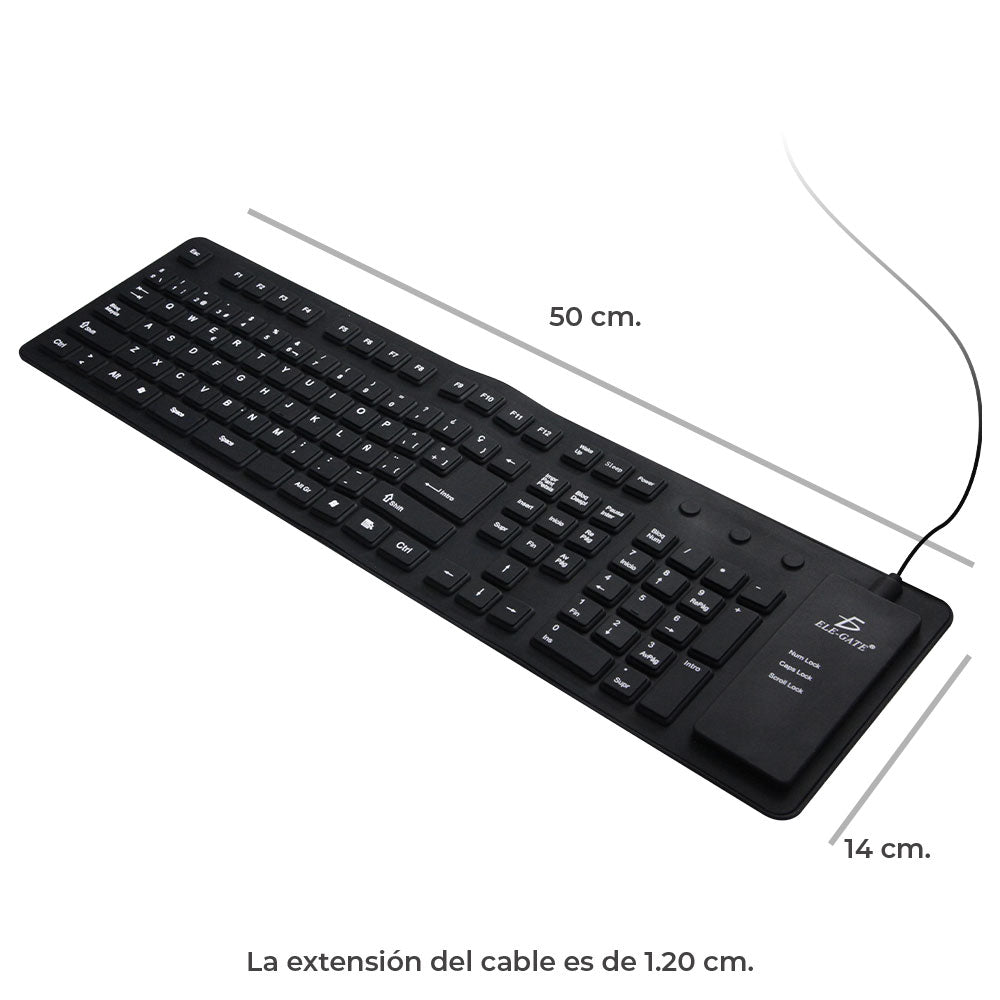 Teclado flexible USB con teclado numérico