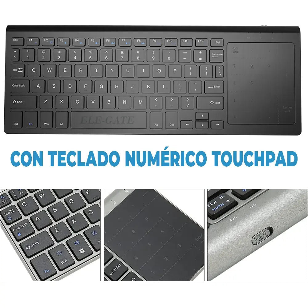 Teclado Bluetooth 2.4G con Touchpad y Teclado Numérico