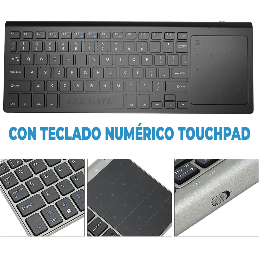 Teclado inalámbrico con touchpad y teclado numérico
