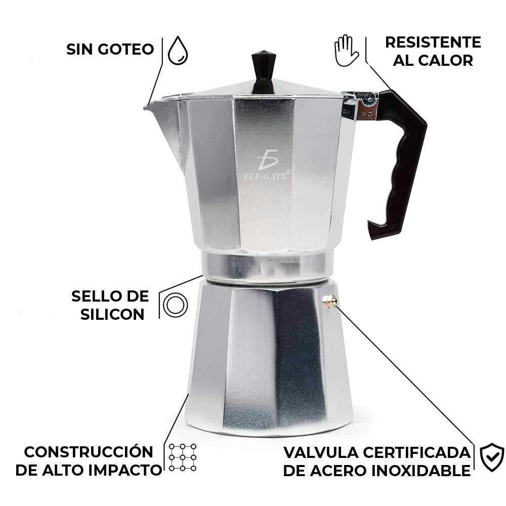 Cafetera italiana plateada de 500 ml