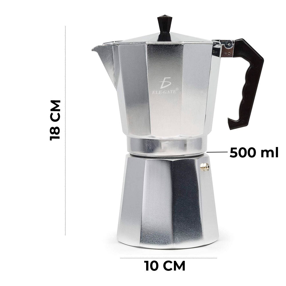 Cafetera italiana plateada de 500 ml