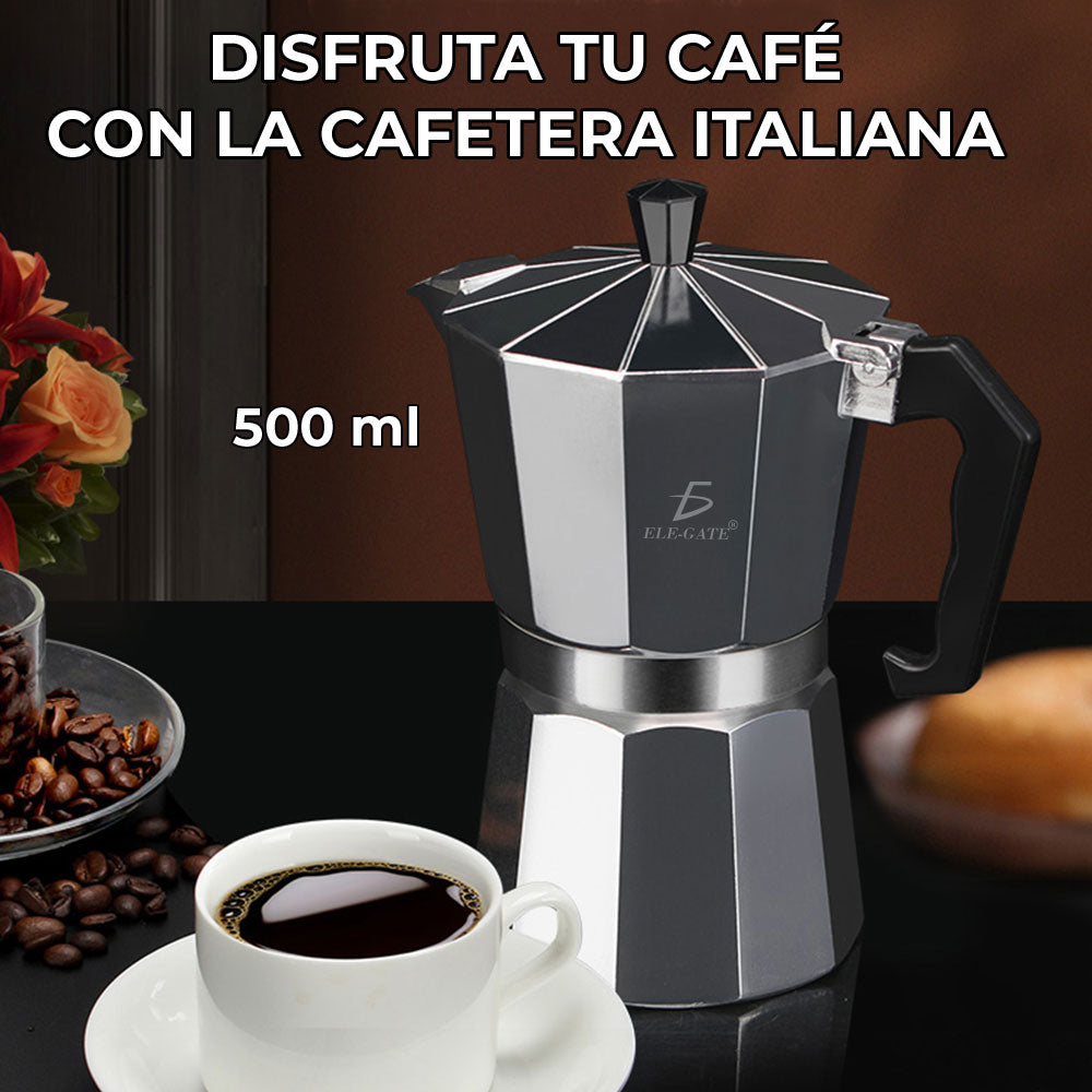 Cafetera italiana plateada de 500 ml