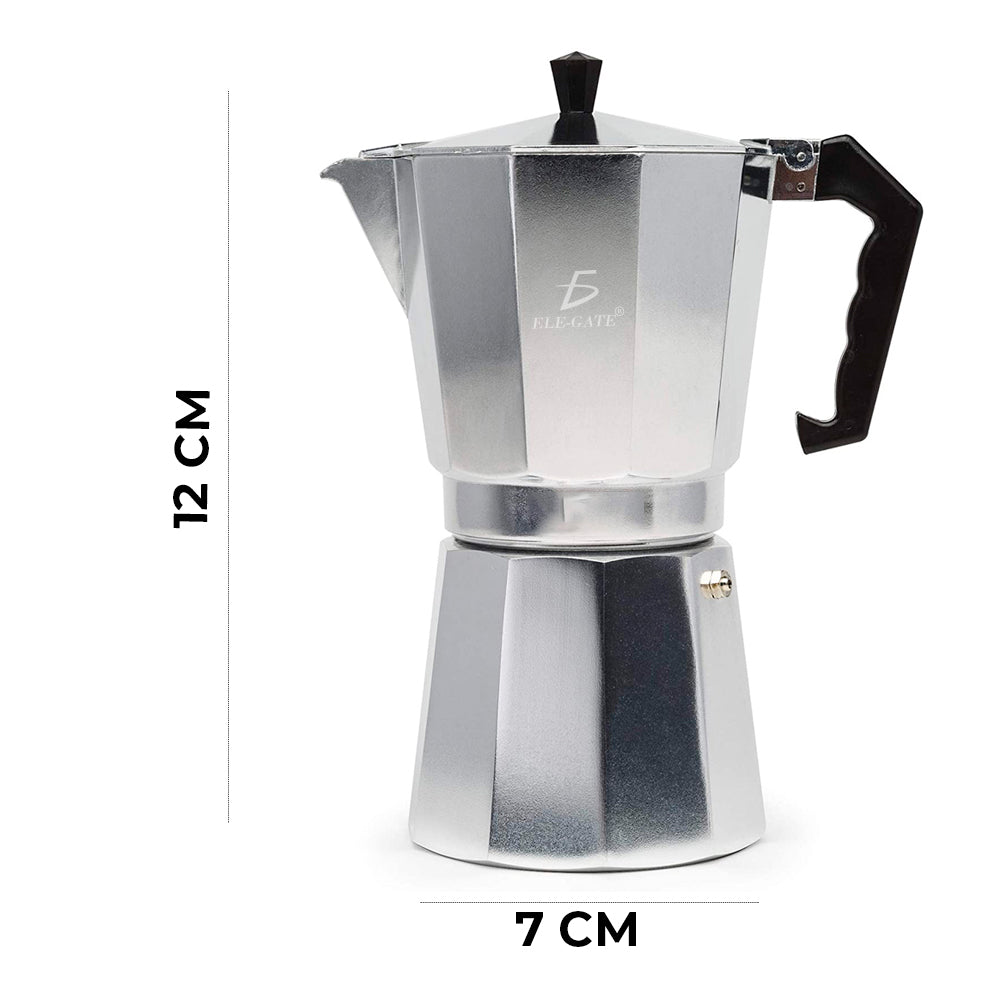 Cafetera italiana plateada de 300 ml