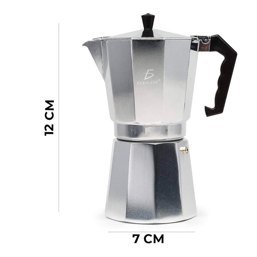 Cafetera italiana plateada de 300 ml
