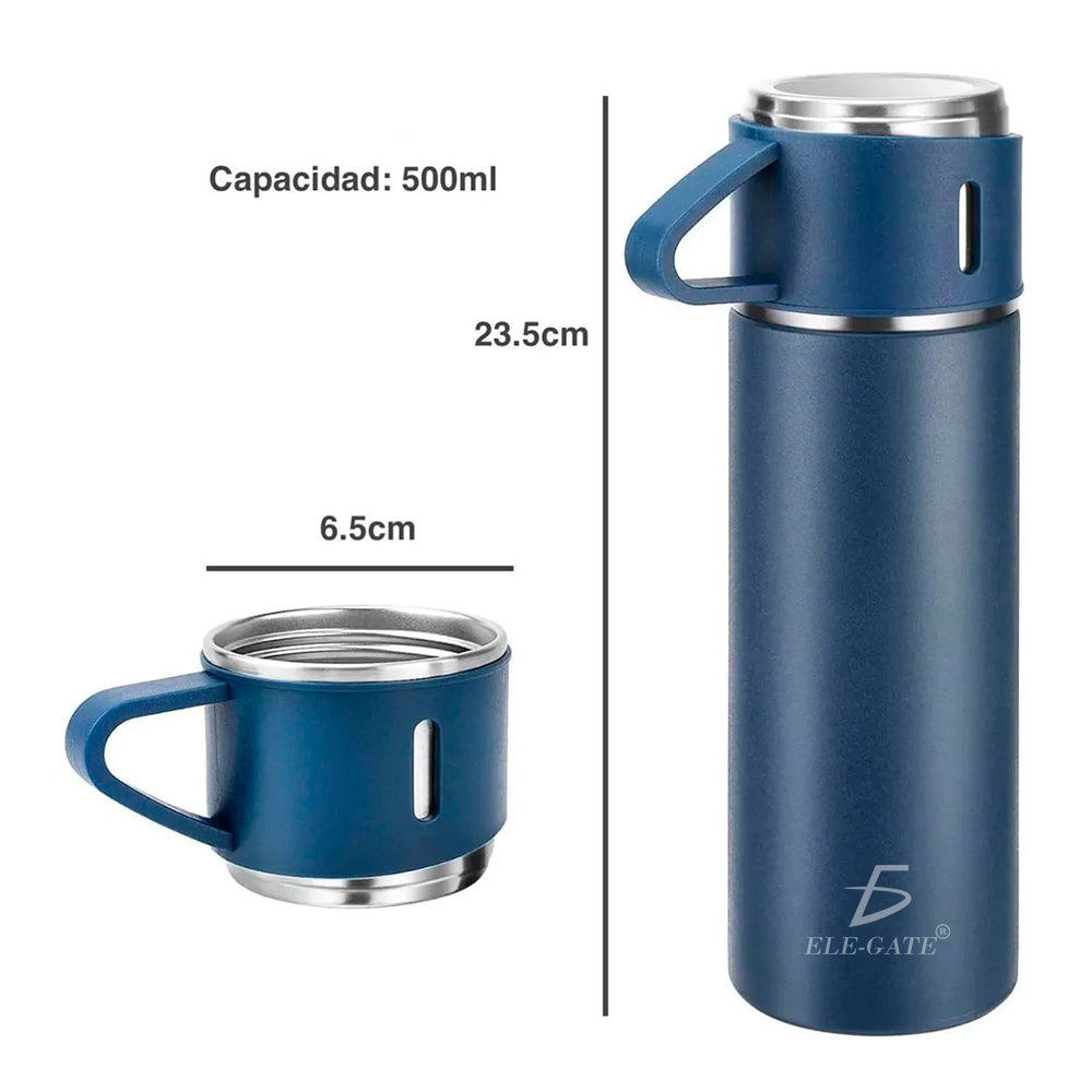 Termo de acero inoxidable con tazas