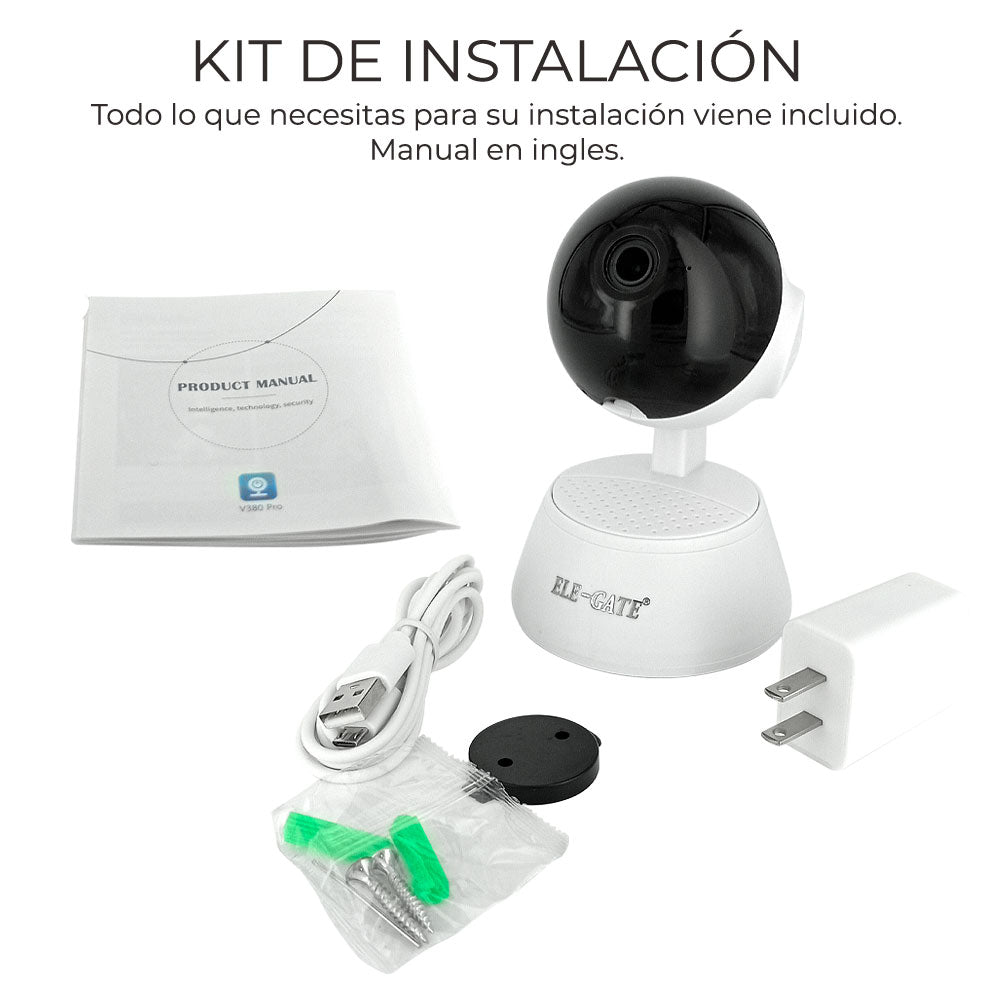 Cámara de seguridad WiFi giratoria 1080p con visión nocturna