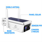 Cámara WiFi con panel solar para exterior