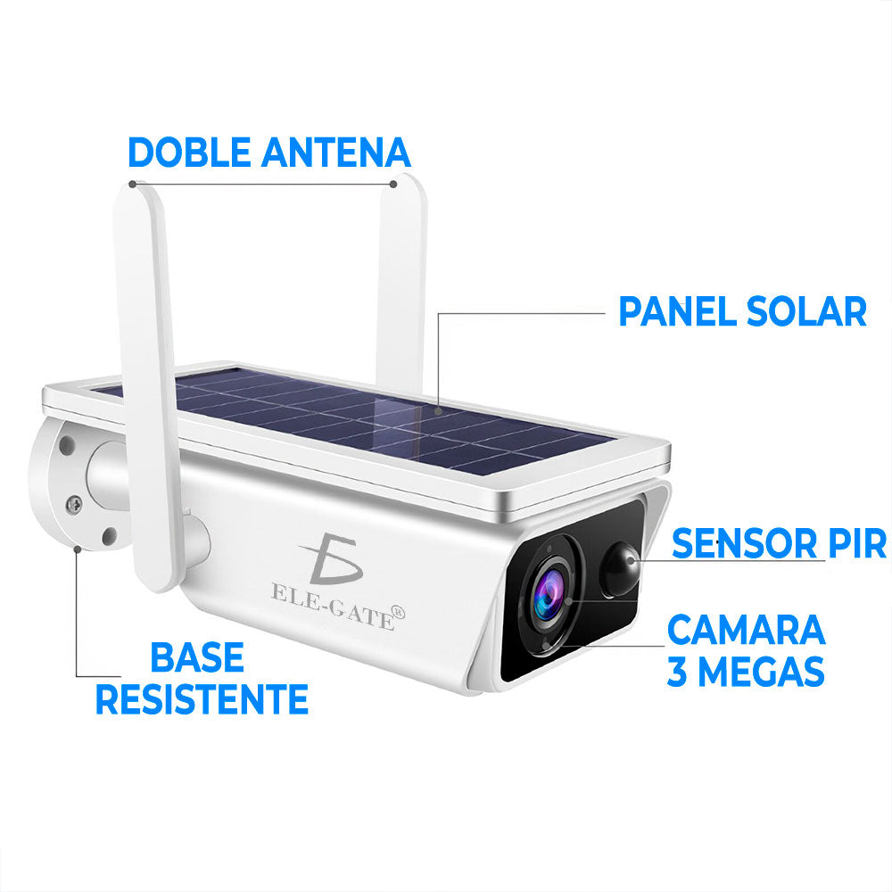 Cámara WiFi con panel solar para exterior