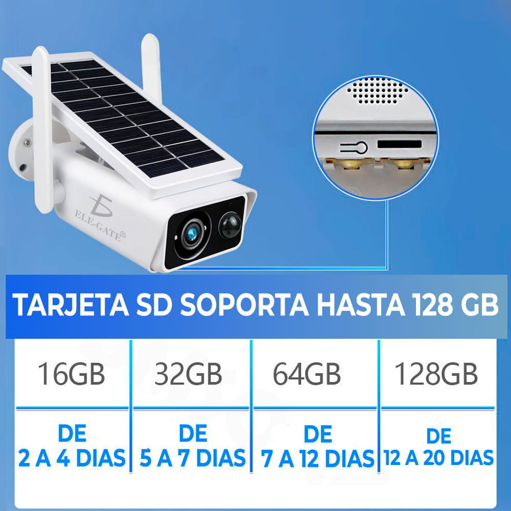 Cámara WiFi con panel solar para exterior
