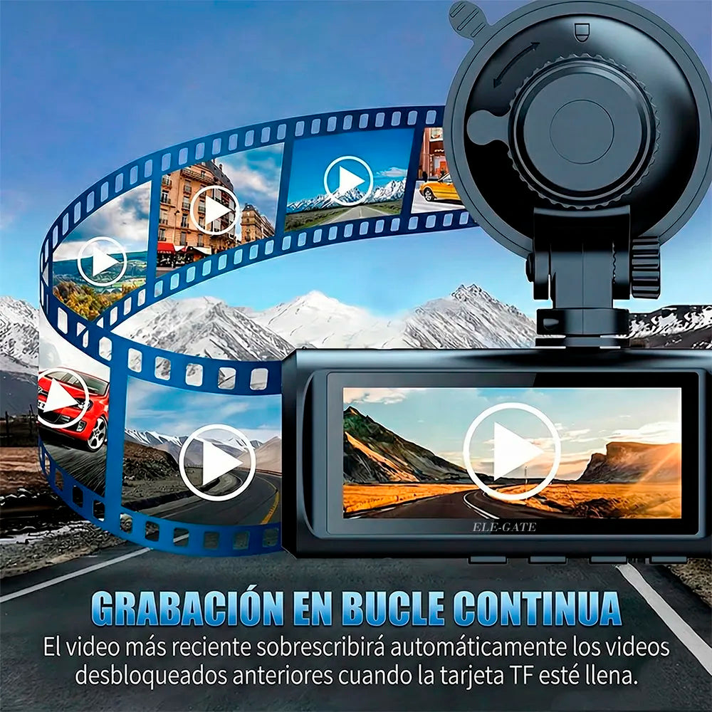 Cámara para Auto 4K de 3 Canales con GPS y WiFi 5GHz