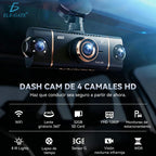 Cámara de tablero de 4 canales para auto con WiFi y GPS