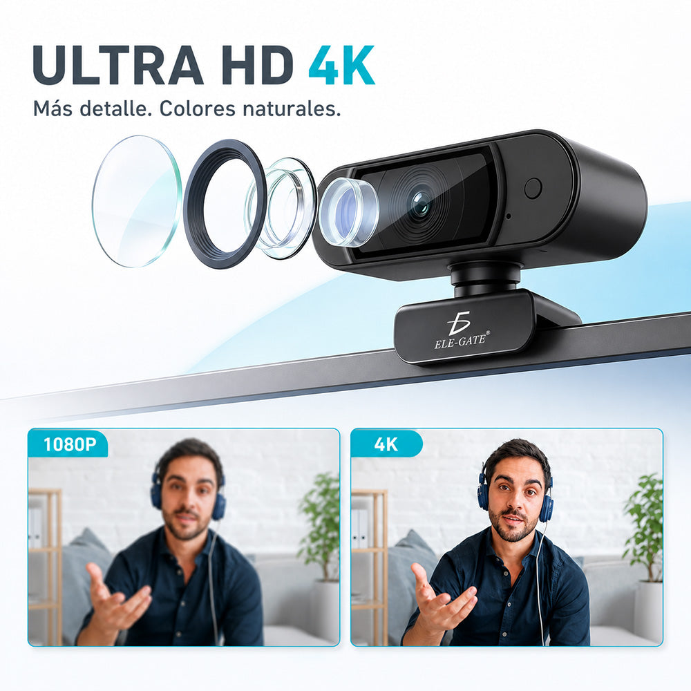 Webcam 4K con clip para monitor