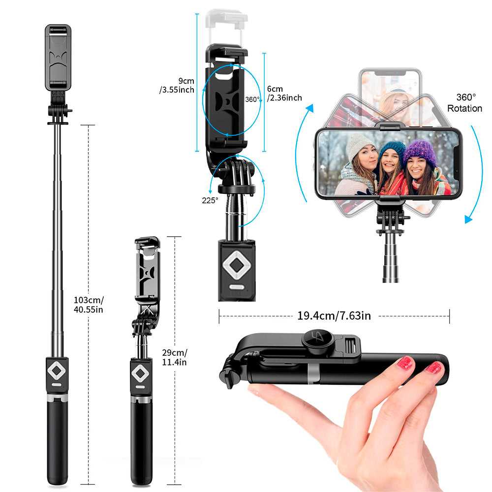 Trípode plegable con control remoto para celular