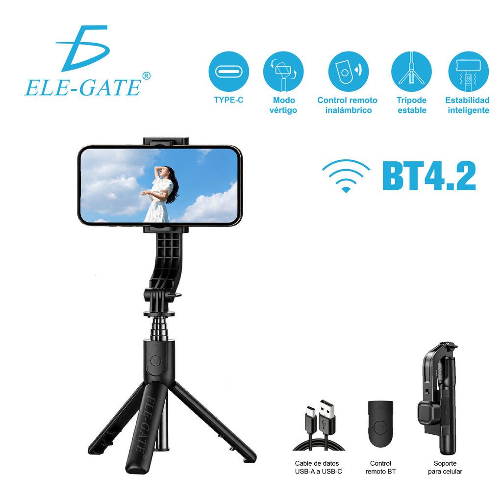 Selfie stick con tripié y control remoto Bluetooth