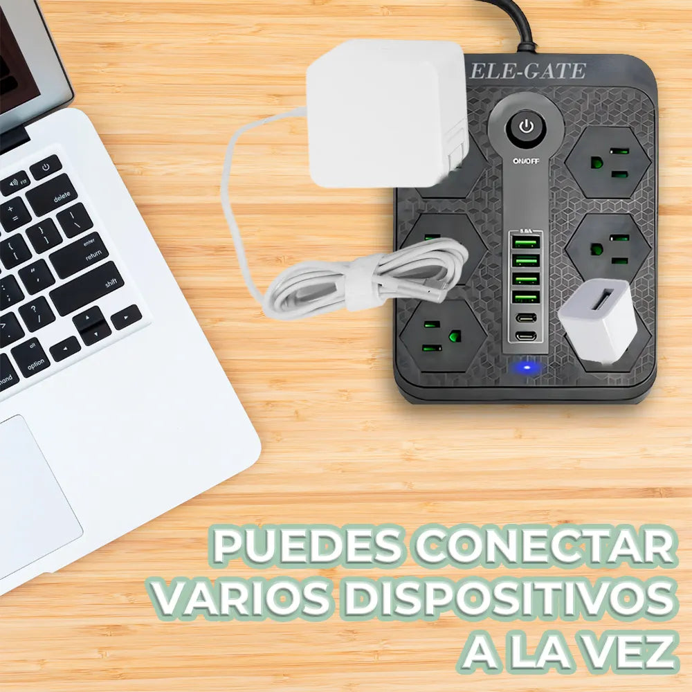 Multicontacto Universal 6 Clavijas 4 USB y 2 USB-C
