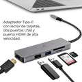 Hub USB-C con HDMI, USB, SD y microSD