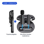 Combo: trípode plegable + micrófono lavalier inalámbrico