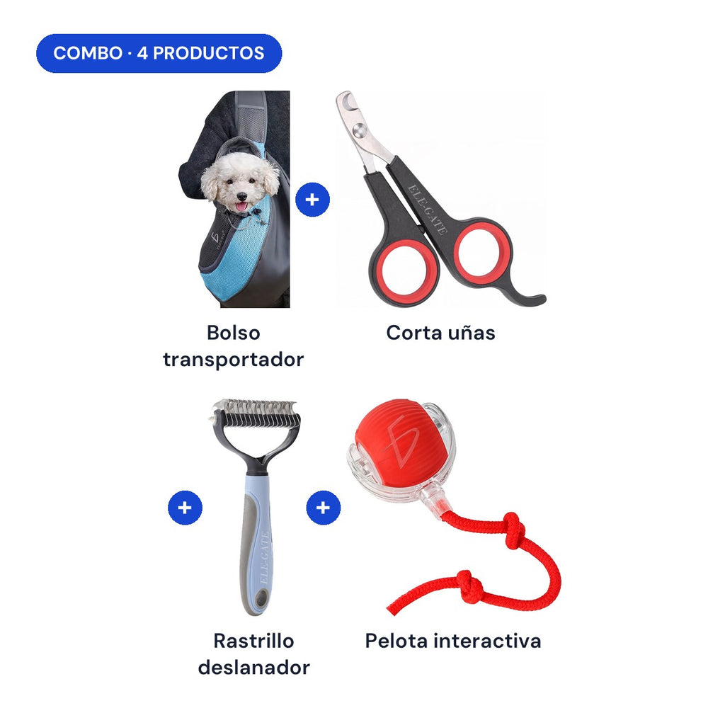 Combo llegó un nuevo integrante: incluye bolso transportador, corta uñas, rastrillo deslanador y pelota interactiva